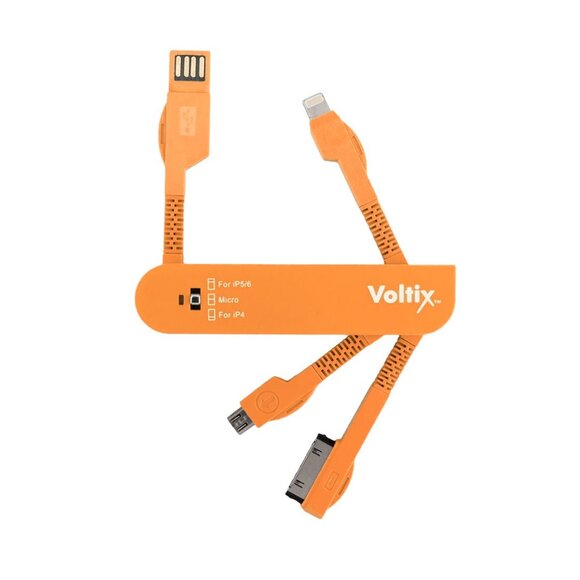 All-in-1 Swiss Army USB Phone Charging Cable For iPhone iPad Samsung Orange - Picture 1 of 5